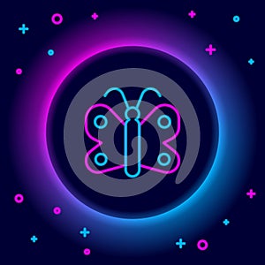 Glowing neon line Butterfly icon isolated on black background. Colorful outline concept. Vector