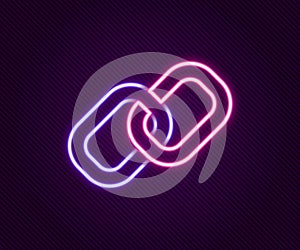 Glowing neon line Chain link icon isolated on black background. Link single. Hyperlink chain symbol. Colorful outline