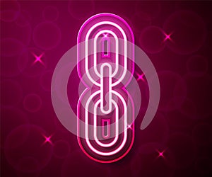 Glowing neon line Chain link icon isolated on red background. Link single. Hyperlink chain symbol. Vector