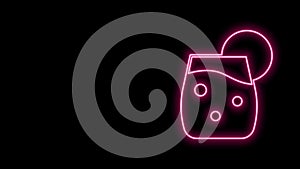 Glowing neon line Cocktail and alcohol drink icon isolated on black background. 4K Video motion graphic animation