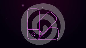 Glowing neon line Color palette guide icon isolated on purple background. 4K Video motion graphic animation