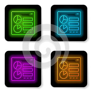 Glowing neon line Computer api interface icon isolated on white background. Application programming interface API