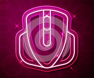 Glowing neon line Computer mouse gaming icon isolated on red background. Optical with wheel symbol. Vector