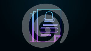Glowing neon line Death certificate icon isolated on black background. 4K Video motion graphic animation