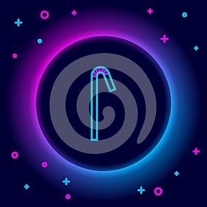 Glowing neon line Drinking plastic straw icon isolated on black background. Colorful outline concept. Vector