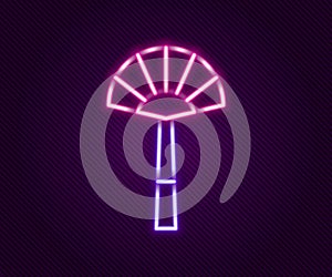 Glowing neon line Egyptian fan icon isolated on black background. Colorful outline concept. Vector