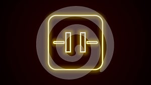 Glowing neon line Electrolytic capacitor icon isolated on black background. 4K Video motion graphic animation