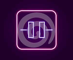 Glowing neon line Electrolytic capacitor icon isolated on black background. Colorful outline concept. Vector