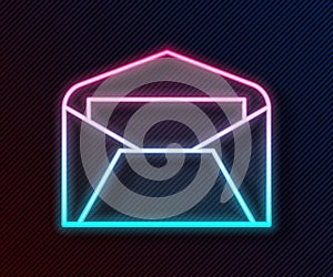 Glowing neon line Envelope icon isolated on black background. Email message letter symbol. Vector Illustration