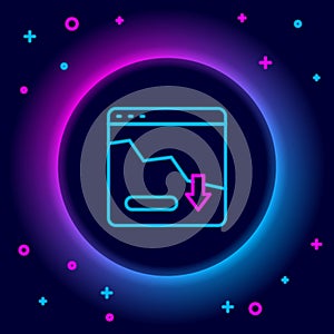 Glowing neon line Financial growth decrease icon isolated on black background. Increasing revenue. Colorful outline