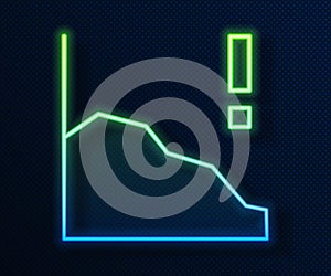 Glowing neon line Financial growth decrease icon isolated on blue background. Increasing revenue. Vector