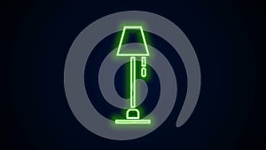 Glowing neon line Floor lamp icon isolated on black background. 4K Video motion graphic animation