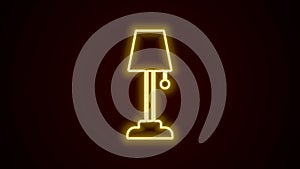 Glowing neon line Floor lamp icon isolated on black background. 4K Video motion graphic animation