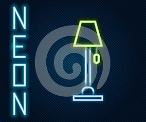 Glowing neon line Floor lamp icon isolated on black background. Colorful outline concept. Vector Illustration