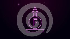 Glowing neon line Force of physic formula calculation icon isolated on black background. 4K Video motion graphic
