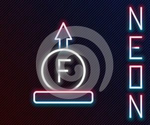 Glowing neon line Force of physic formula calculation icon isolated on black background. Colorful outline concept