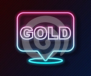 Glowing neon line Gold bars icon isolated on black background. Banking business concept. Vector