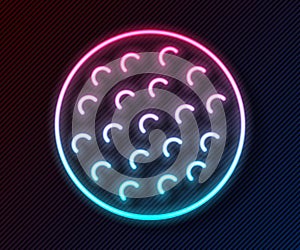 Glowing neon line Golf ball icon isolated on black background. Vector
