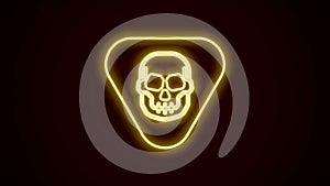 Glowing neon line Guitar pick icon isolated on black background. Musical instrument. 4K Video motion graphic animation