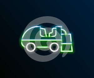 Glowing neon line Ice resurfacer icon isolated on black background. Ice resurfacing machine on rink. Cleaner for ice