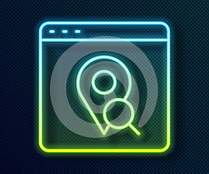 Glowing neon line Infographic of city map navigation icon isolated on black background. Mobile App Interface concept