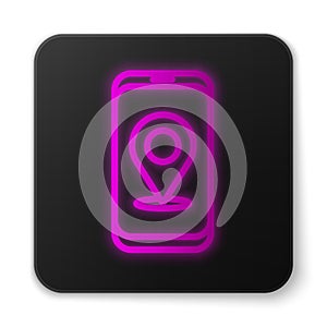 Glowing neon line Infographic of city map navigation icon isolated on white background. Mobile App Interface concept