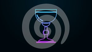 Glowing neon line Jewish goblet icon isolated on black background. Jewish wine cup for kiddush. Kiddush cup for Shabbat