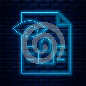 Glowing neon line Journalistic investigation icon isolated on brick wall background. Financial crime, tax evasion, money