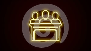 Glowing neon line Jurors icon isolated on black background. 4K Video motion graphic animation