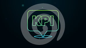 Glowing neon line KPI - Key performance indicator icon isolated on black background. 4K Video motion graphic animation