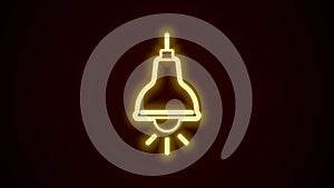 Glowing neon line Lamp hanging icon isolated on black background. Ceiling lamp light bulb. 4K Video motion graphic