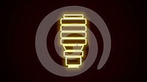 Glowing neon line LED light bulb icon isolated on black background. Economical LED illuminated lightbulb. Save energy