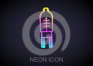 Glowing neon line Light emitting diode icon isolated on black background. Semiconductor diode electrical component
