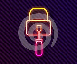 Glowing neon line Lockpicks or lock picks for lock picking icon isolated on black background. Vector Illustration