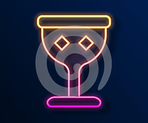 Glowing neon line Medieval goblet icon isolated on black background. Holy grail. Vector