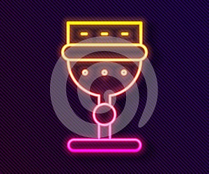 Glowing neon line Medieval goblet icon isolated on black background. Vector