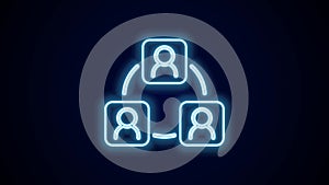 Glowing neon line Meeting icon isolated on black background. Business team meeting, discussion concept, analysis