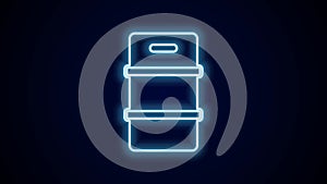 Glowing neon line Metal beer keg icon isolated on black background. 4K Video motion graphic animation