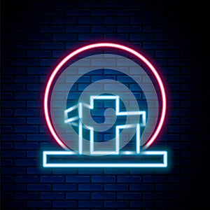 Glowing neon line Montreal Biosphere icon isolated on brick wall background. Colorful outline concept. Vector
