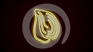 Glowing neon line Mussel icon isolated on black background. Fresh delicious seafood. 4K Video motion graphic animation