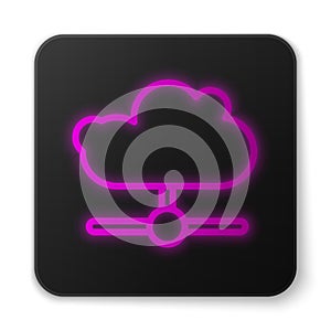 Glowing neon line Network cloud connection icon isolated on white background. Social technology. Cloud computing concept