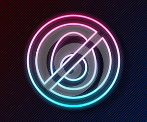 Glowing neon line No meat icon isolated Glowing neon line background. No fast food allowed - vegetarian food. Vector