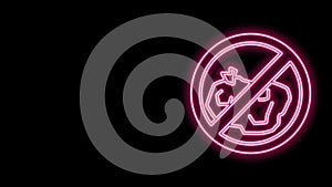 Glowing neon line No trash icon isolated on black background. 4K Video motion graphic animation