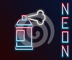 Glowing neon line Paint spray can icon isolated on black background. Colorful outline concept. Vector