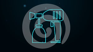 Glowing neon line Paint spray gun icon isolated on black background. 4K Video motion graphic animation