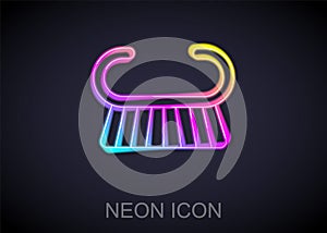Glowing neon line Pedicure brush or grater icon isolated on black background. Brush for cleaning nails for manicure and