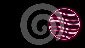 Glowing neon line Planet Jupiter icon isolated on black background. 4K Video motion graphic animation
