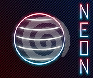 Glowing neon line Planet Venus icon isolated on black background. Colorful outline concept. Vector