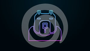 Glowing neon line Polar bear head icon isolated on black background. 4K Video motion graphic animation