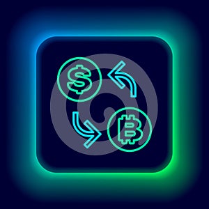 Glowing neon line Processor chip with dollar icon isolated on black background. CPU, central processing unit, microchip